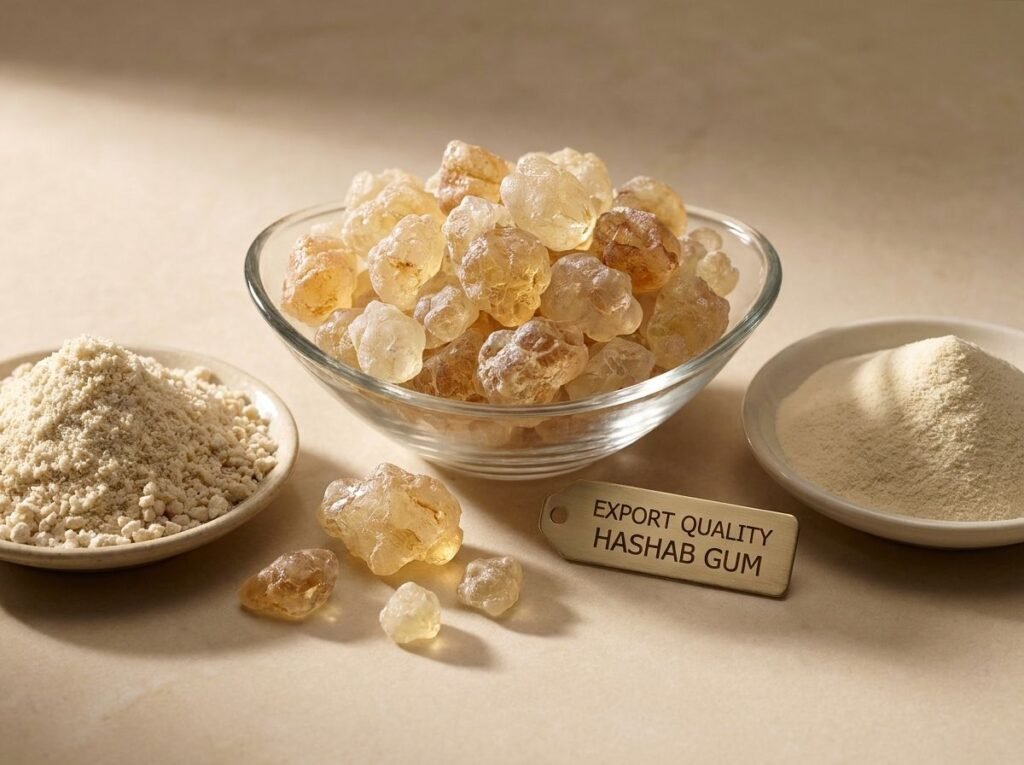 Raw, mechanical and spray-dried gum arabic grades