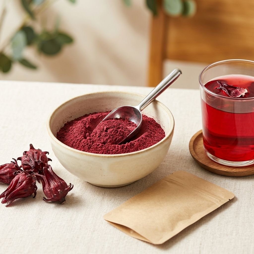 Hibiscus powder in bowl