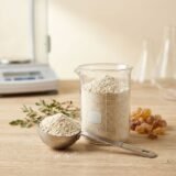 Weighing a gum arabic powder sample